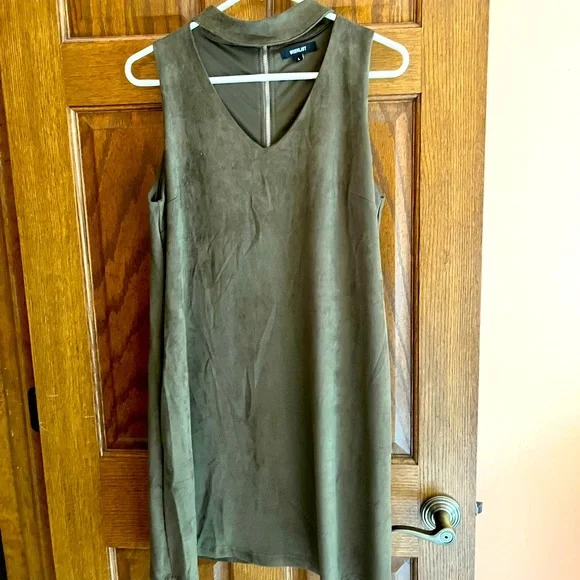 slim fit dress slacks Zimmermann Silk Wrap Mini Dress Khaki Olive Green Suede Silk – Naked Pear main image 1